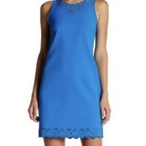 J Crew Sleeveless Laser Cut Stretch Dress Blue Size 4P